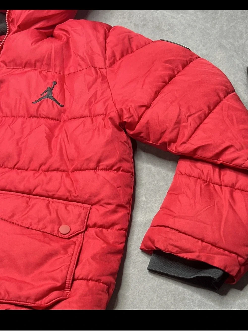 Jordan Kids Red Hooded Puffer Jacket